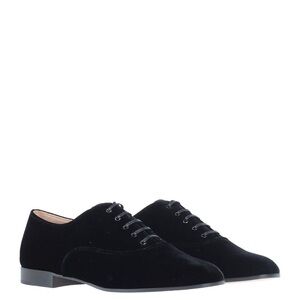 Gianvito Rossi Black Velvet Lace-Up Oxfords